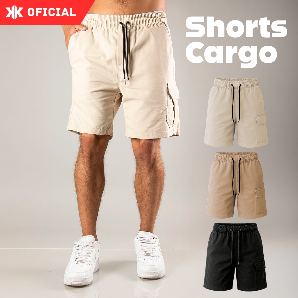 Bermuda Shorts Cargo de Sarja Masculino