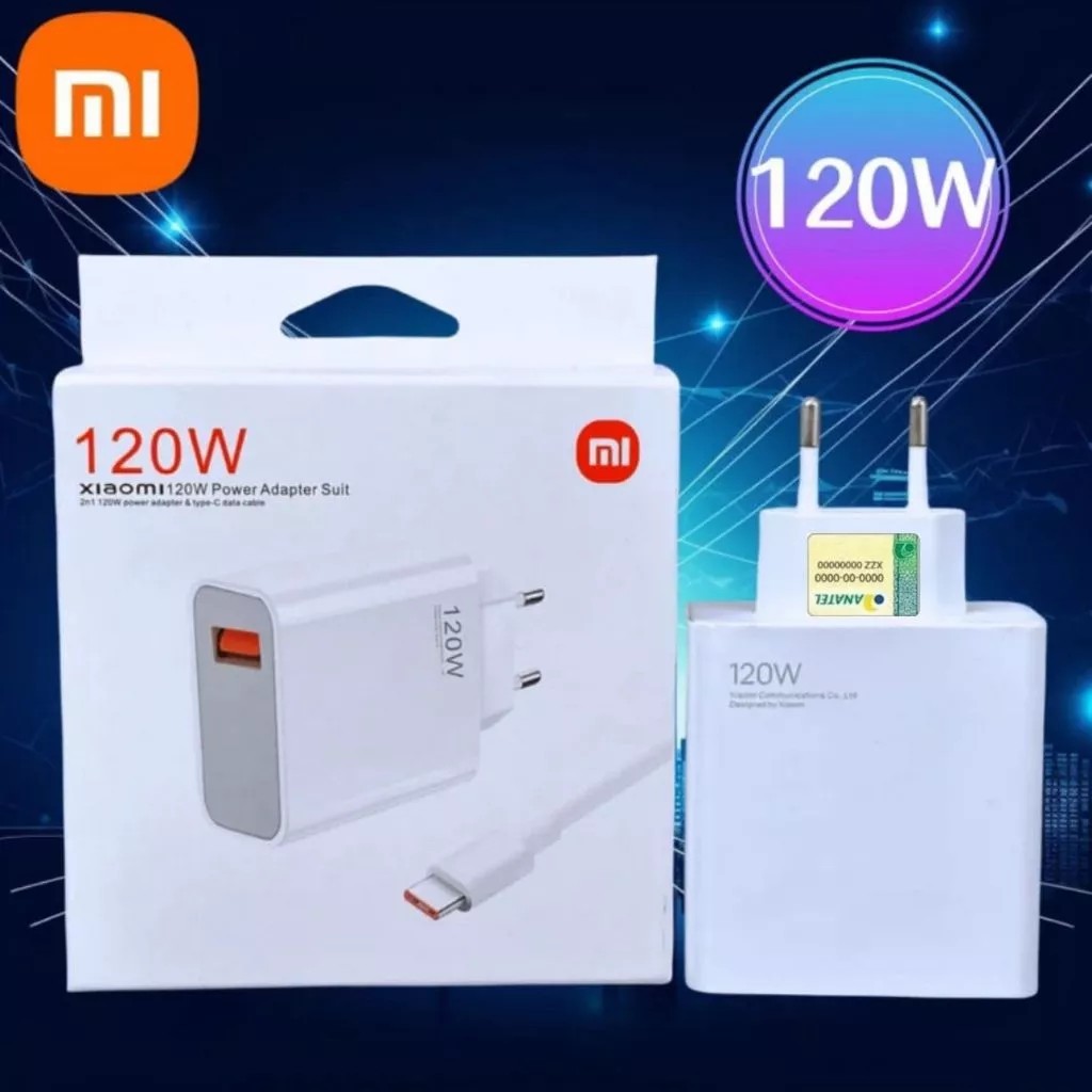 Carregador 120W Turbo Power Xiaomi Cabo 6A Usb com Saída Tipo-C +Protetor de Cabo