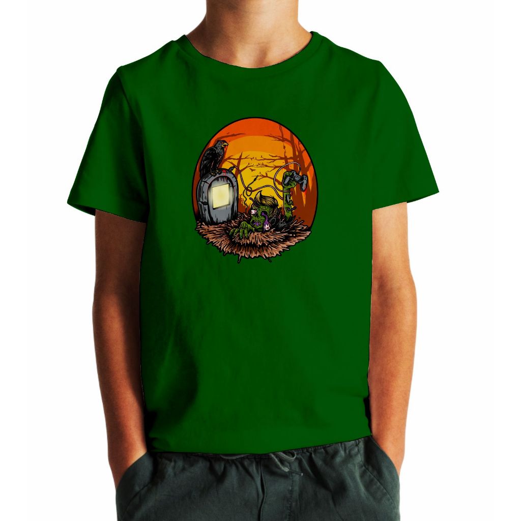 Camiseta Infantil Zombie Gamer - Malha 100% algodão Cotton Peruana