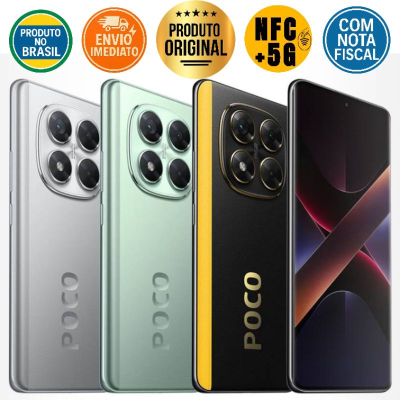 Xiaomi Poco X7 5G, Tela AMOLED 6.67" 120Hz, Wifi 6, IP68, NFC, Global Com NF e Envio Imediato em Oferta na Shopee