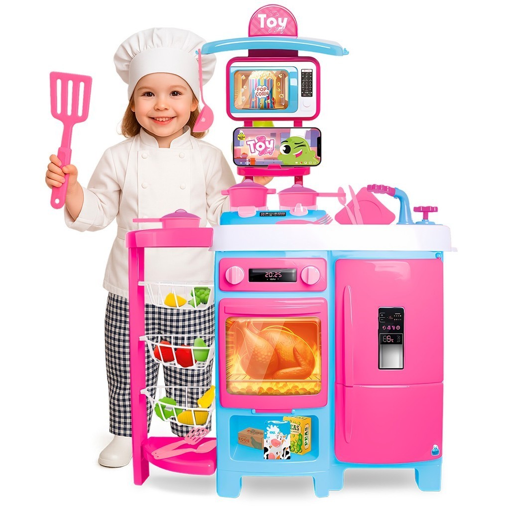 Cozinha Infantil Completa Toy Chef Sai Água De Verdade 92 cm Samba Toys