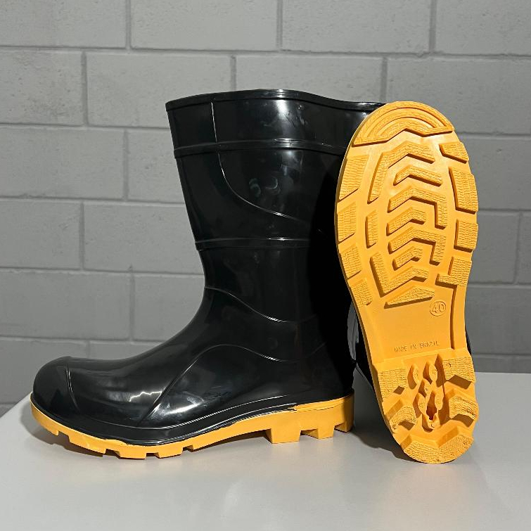 Bota Botina PVC Resistente Chuva e á água Para Motoqueiro Galocha Jardim Solado Amarelo Impermeável