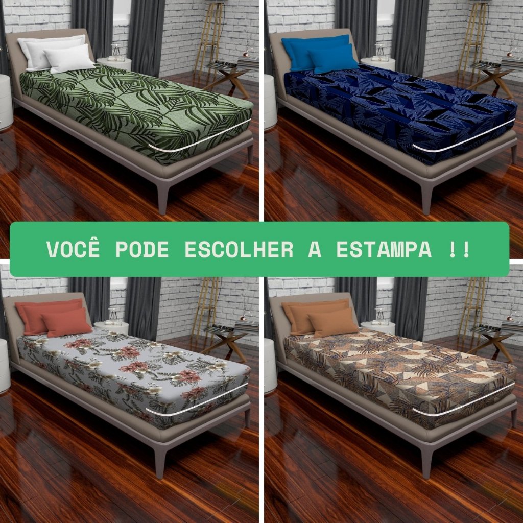 Capa Colchão Lençol com Zíper Solteiro Casal Queen estampada Malha Gel - Sonho Lar