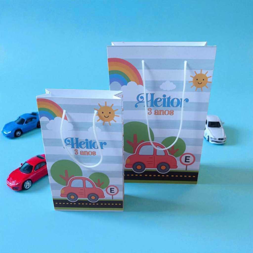 Lembrancinha Carrinhos - Sacolinha Carrinhos Tam M - Personalizados Carrinhos