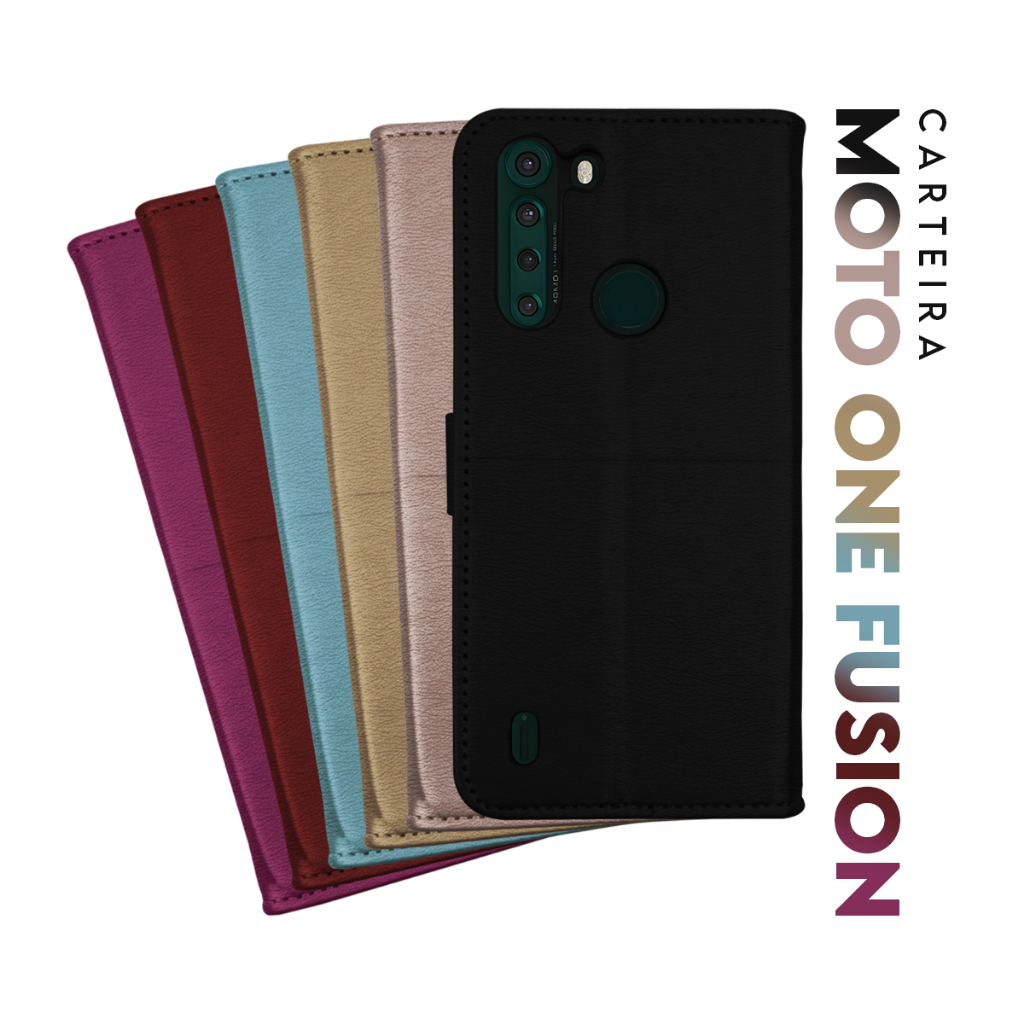 Capa Capinha Case Flip Carteira PRETA Motorola Moto One Fusion Xt2073 (Tela 6.5)