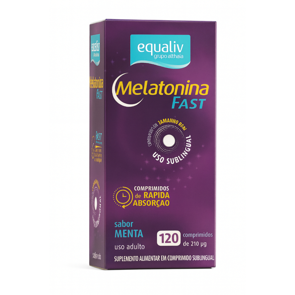 Melatonina Fast Equaliv 210mcg 120 Comprimidos Sublingual Absorção Rápida Sabor Menta
