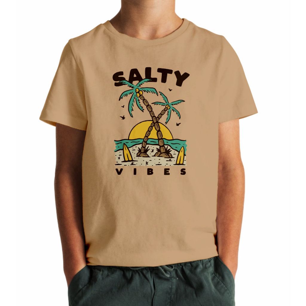 Camiseta Infantil Salty Vibes - Malha 100% algodão Cotton Peruana