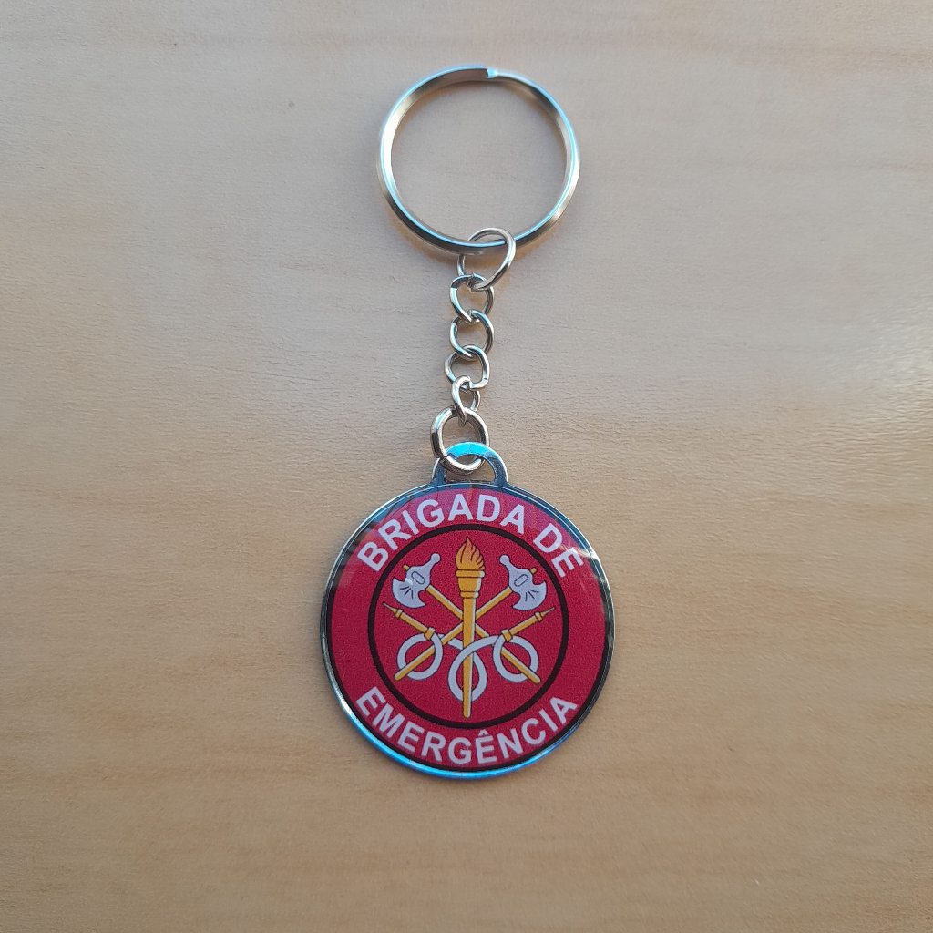 Chaveiro Brigada De Emergência Frente e Verso Resinado-Logotipo-Símbolo-Brigadista-Incêndio-Brasão-Curso-Bombeiro-Tag