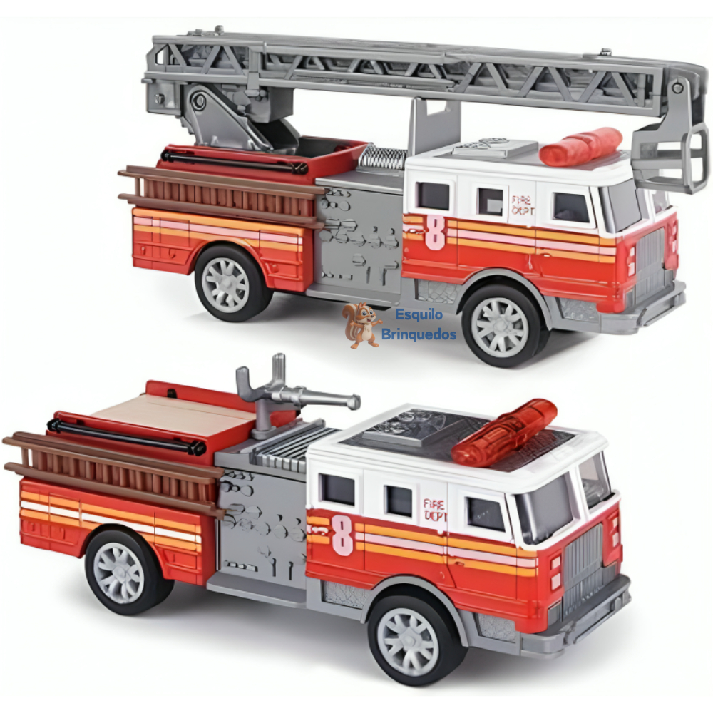 Miniatura Caminhão Coletor de Lixo Caminhão de Bombeiro Carro de Bombeiro