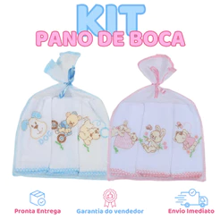 Paninho de Boca de Bebê Babete Fralda 3 Peças 100% Algodão