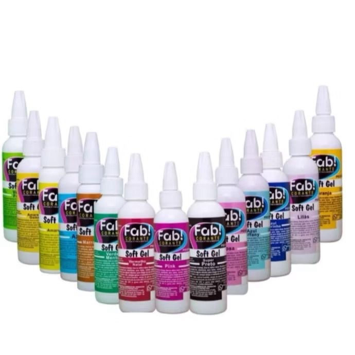 5un CORANTE ALIMENTÍCIO SOFTGEL 25g DIVERSAS CORES CONCENTRADO FAB em Oferta na Shopee