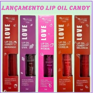 Lip Oil Gloss Candy Frutas Brilho, Hidratação e Cores Irresistíveis - Lançamento Maxlove