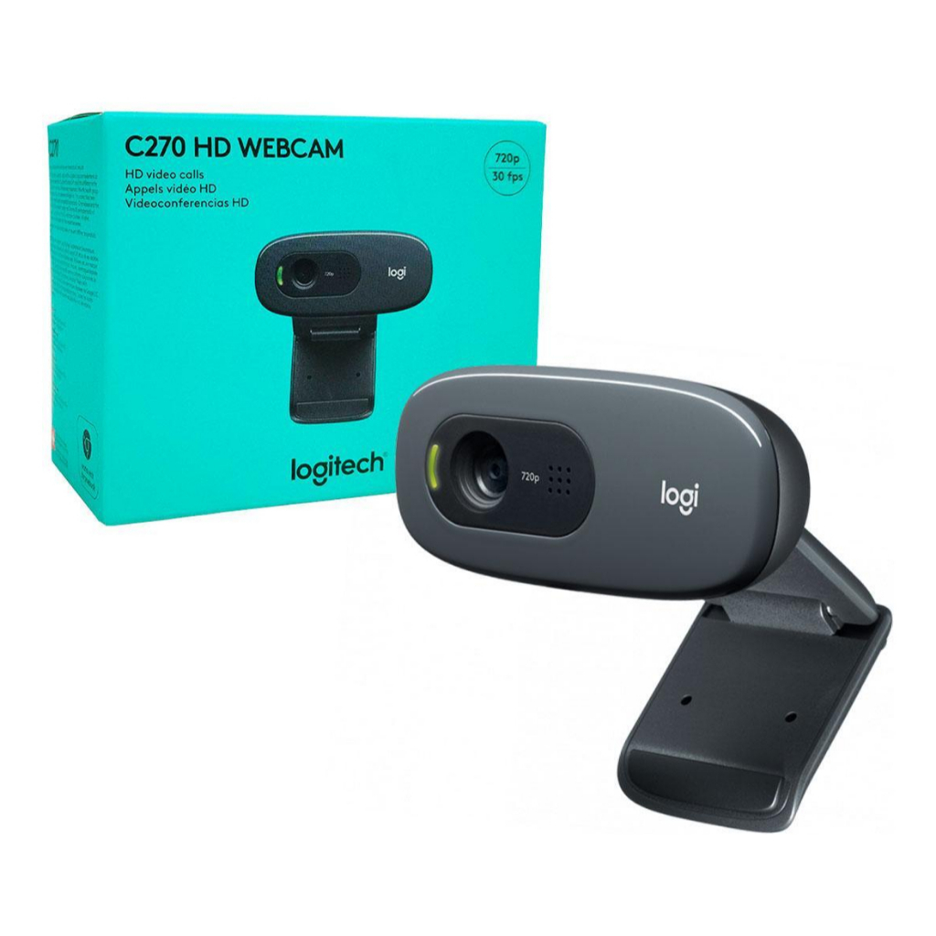 Webcam Logitech C270, Resolução Hd 720p/30fps, Microfone Cor Cinza