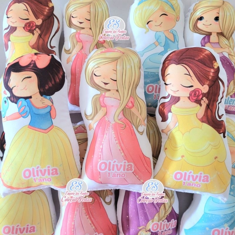 Almofadas Princesas Disney aquarela 20cm almofada personalizada lembrancinha de aniversário