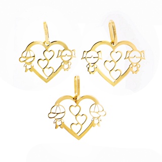 Pingente Coração Ouro 18k Casal Menino ou Menina - Elluxe Joias em Oferta na Shopee