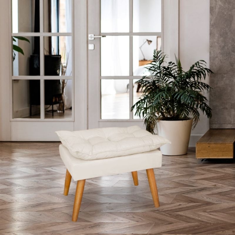 Puffs puff opala pés palito em Suede bege em Oferta na Shopee