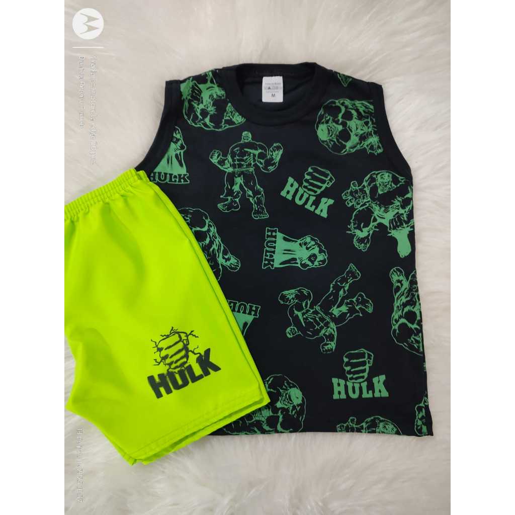 Conjunto menino regata Infantil Hulk Modelos temáticos