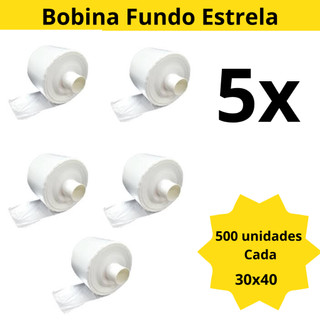 Kit 5 Bobinas Picotadas P 30x40 Fundo Estrela com 500 Ideal para Casa Alimentos Comércio