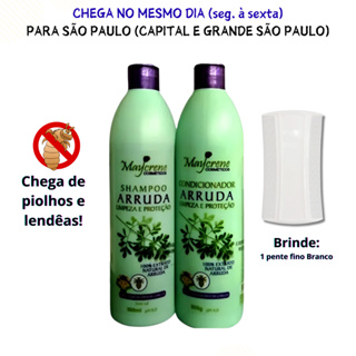 Kit Anti-Piolhos Maycrene com Arruda – Shampoo, Condicionador e Pente 500ml em Oferta na Shopee