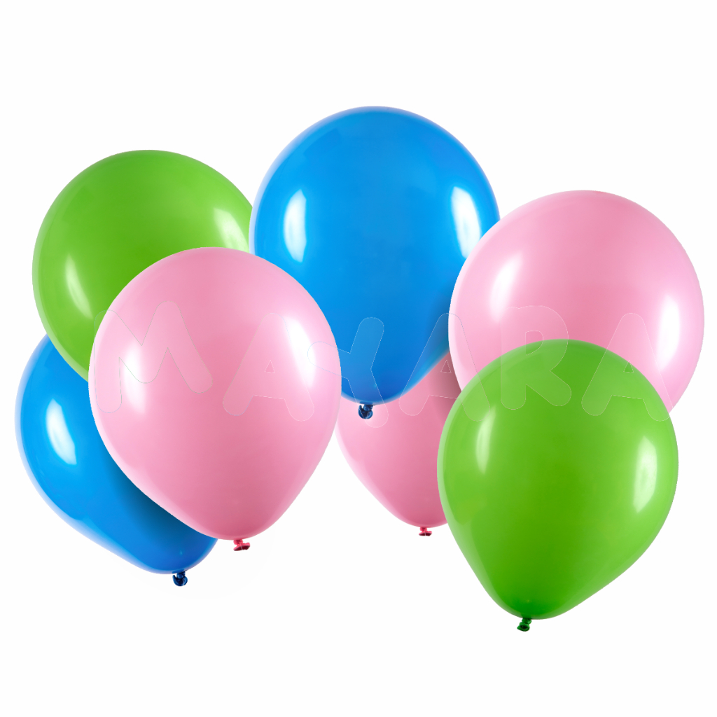 75 unidades Balões 8 Polegadas - Bexigas Azul Celeste Rosa e Verde Citrus