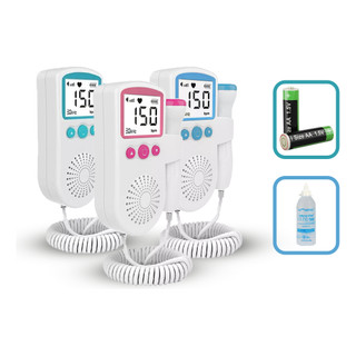 Monitor Ultrassom + Gel + Pilha Bebe Doppler Sonar Fetal  Frequencia Cardiaca Som Batimento Display Gravidez