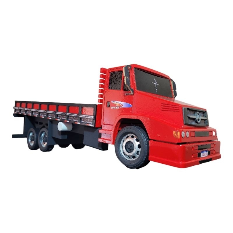 Caminhão MB 1620 Truck Gigante Carroceria MDF Miniatura Vermelho
