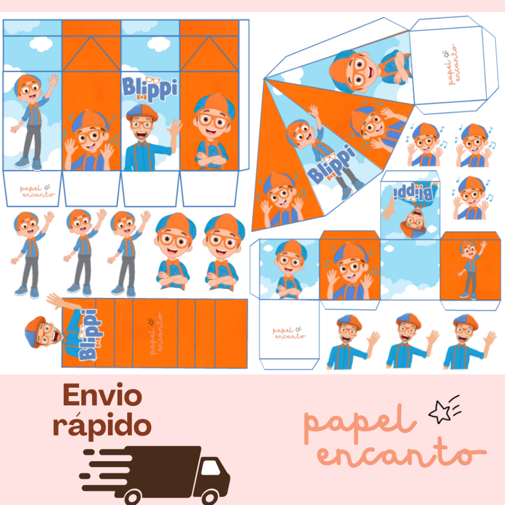 Kit lembrancinhas 75/150 itens BLIPPI DESENHO PARA CRIANÇAS (COM E SEM NOME) - Envio Rápido