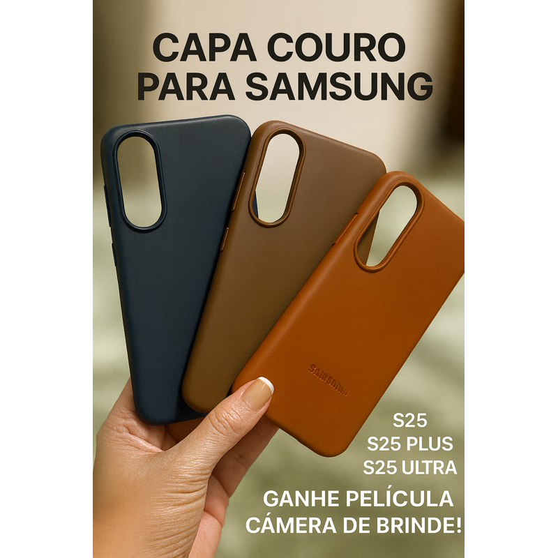 Capa tipo Couro Premium  S23Fe/S24FE/S25 FE/S25 / S25 Plus / S25 Ultra/S26/S26plus/S26ultra – Luxo, Proteção.