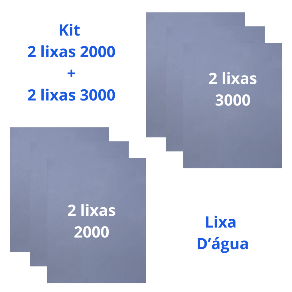 Lixa 2000 3000 Kit 2 ou 3 Folhas Cada Grão D'água Polimento Farol Acabamento Plático Metal Abrasivos