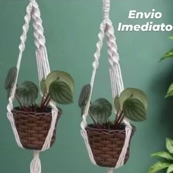 Suporte para Planta em Macramê Feito à Mão 80 cm– Decoração Boho para Vasos