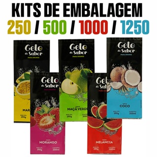 KIT 250/500/1000/1250 Embalagens Para Gelo Saborizado 5 Sabores 9x21 cm 190g/200ml Profissionais em Oferta na Shopee