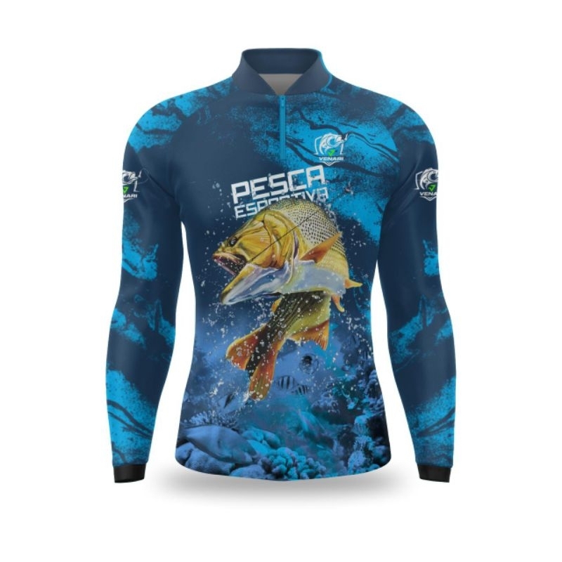 Camisa Pesca Peixe Dourado Camiseta Proteção Uv50 Pescaria Camiseta Manga longa pesca com seu nome impresso em Oferta na Shopee