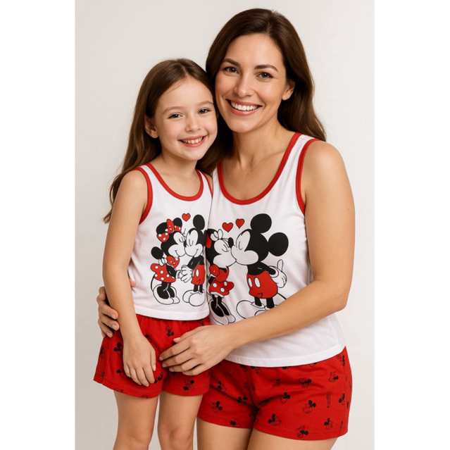 Kit pijama mae e filha conjunto tal mae tal filha regata roupa de dormir  baby doll personagens em Oferta na Shopee