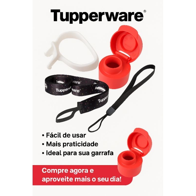 Tampa Garrafa Tupperware 300ml e 500ml Alça Garrafa 1.5 e 2 litros Cordinha para Garrafa