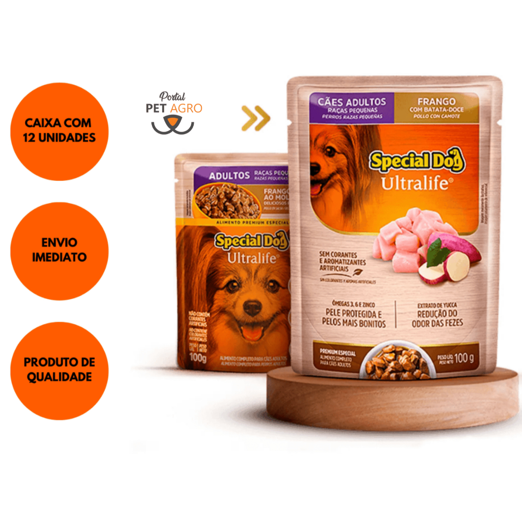 Caixa 12 Sachê Special Dog Ultralife Adulto Raça Pequena Frango 100 gr