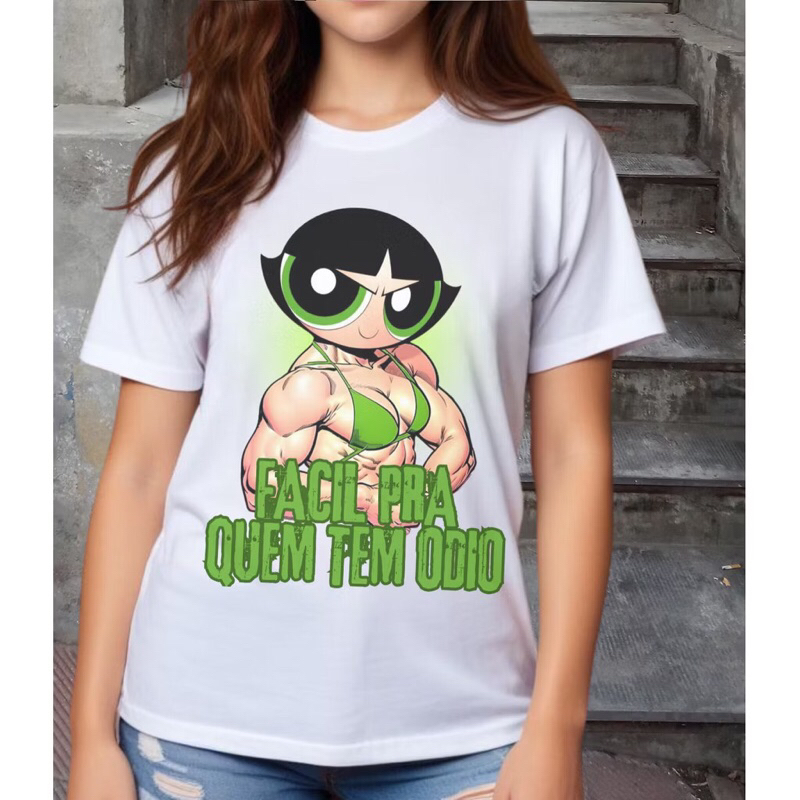 Camiseta de Treino Docinho Musculação Meninas Super Poderosas pilates crossfit academia