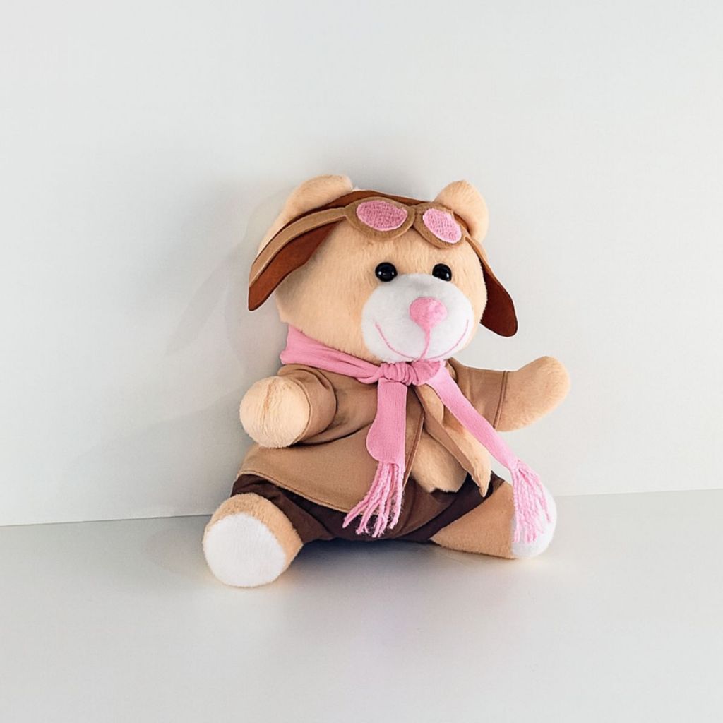 Urso De Pelúcia Aviador Avulso Rosa- Para Nicho E Decorações Quarto Bebê Presente Especial — imagem 2 de 2