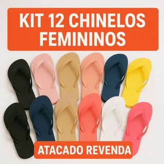 Kit 12 Pares Chinelos Femininos Atacado Revenda Confortáveis Lote Para Revendedores Monte Seu Kit