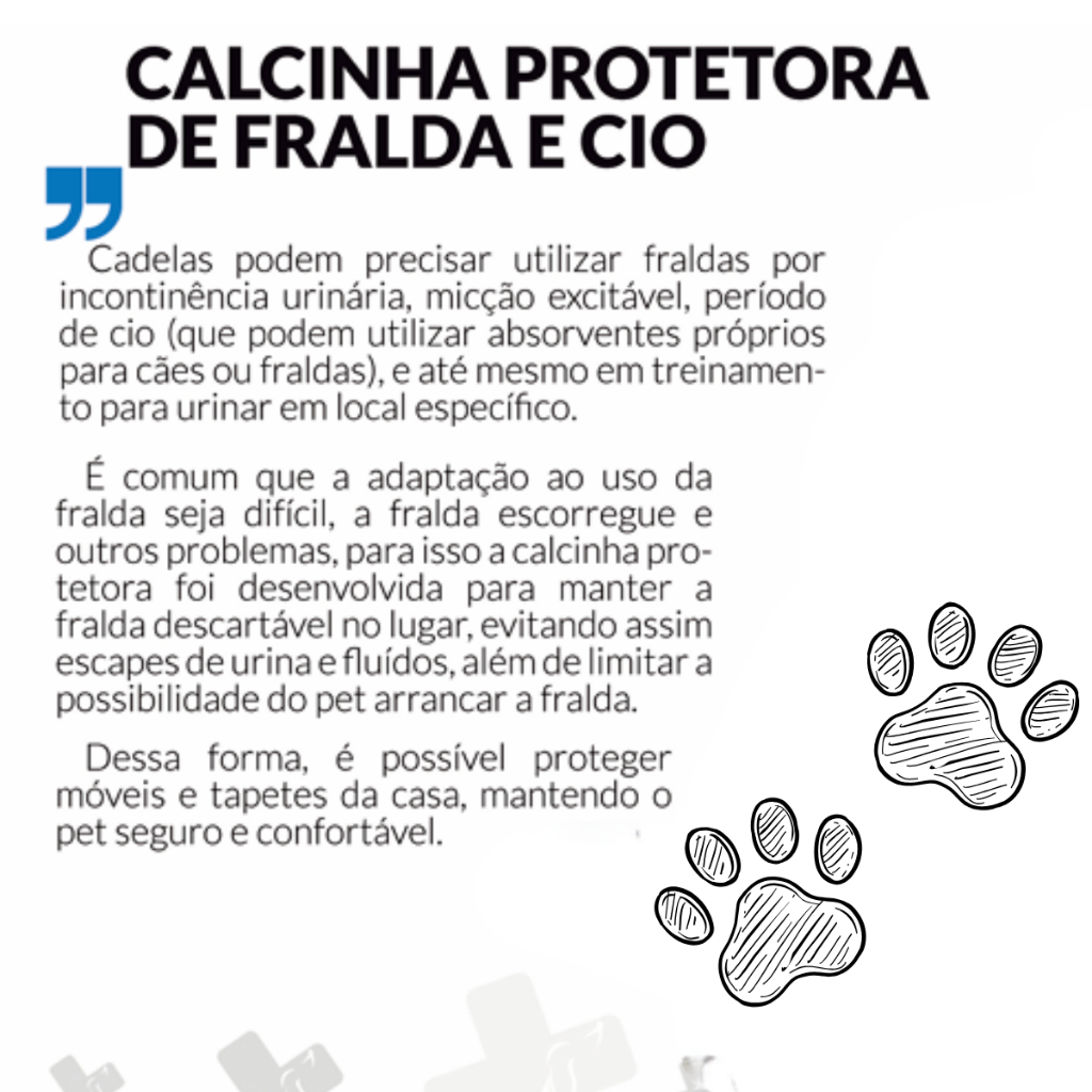 Fralda Ecológica Reutilizável Para Cadelas Conforto E Proteção Incontinência Cio E Treino