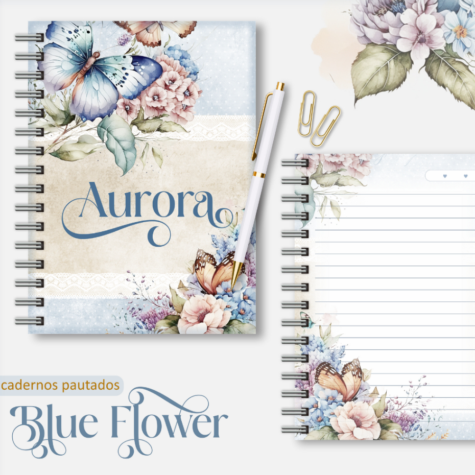 Caderno Pautado Floral | Capa Dura | A5 | 100 Folhas | Caderno para Anotações | Personalizado