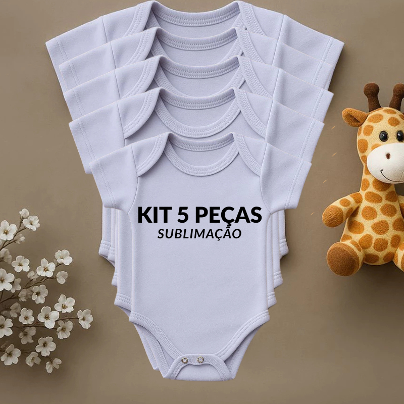 Body Bebe Branco - 5 PEÇAS - Sublimação -