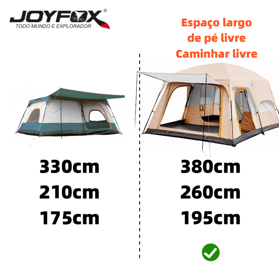 Detalhes do JOYFOX Barraca Camping Acampamento 8-12 Pessoas Grande Varanda Tenda exterior grande impermeável