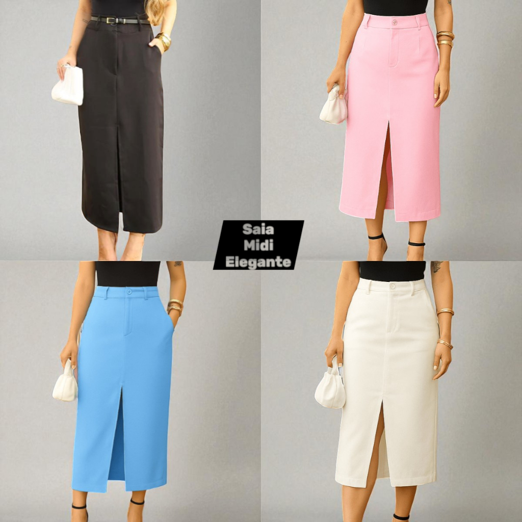 SAIA MID EVANGÉLICA EM ALFAIATARIA PREMIUM SAIA MIDI LONGA ELEGANTE E SOCIAL em Oferta na Shopee