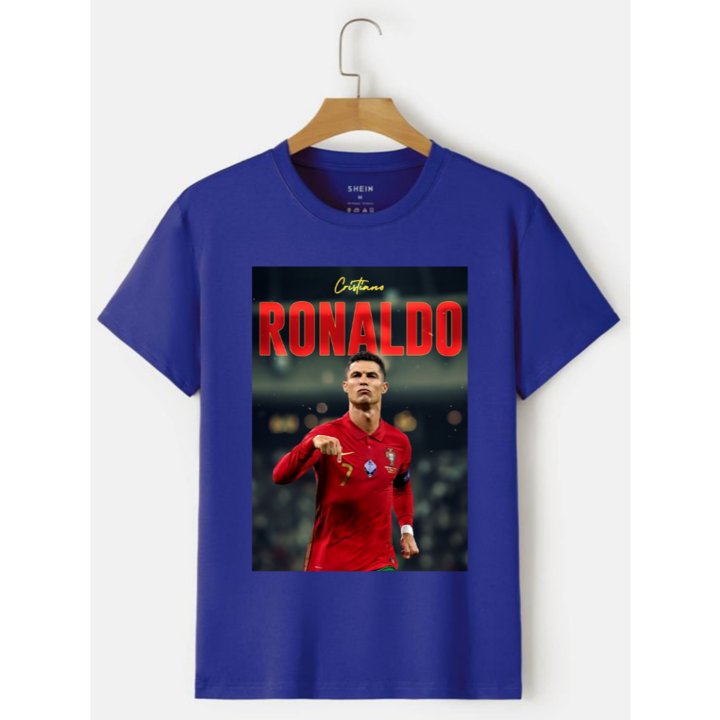 Camiseta CR7 "EU ESTOU AQUI" Cristiano Ronaldo Adulto e Infantil Futebol Portugal Roupa Masculina Feminina Menino Menina