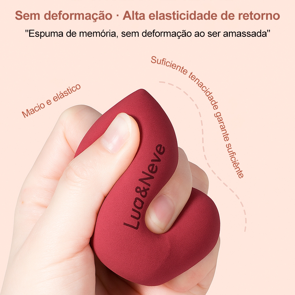 Esponja de Maquiagem Lua&Neve 💖 | Toque Macio | Alta Elasticidade | Corte Chanfrado