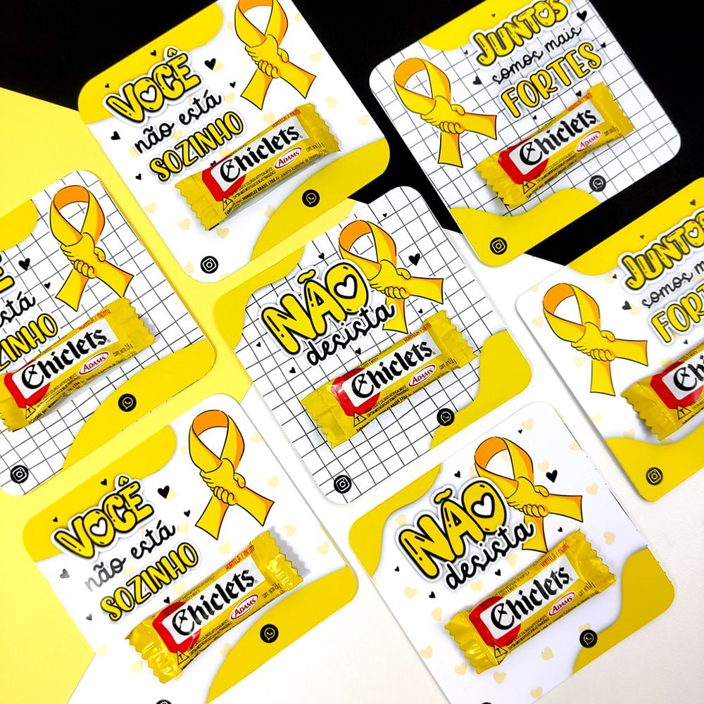30 UNID Cards para Chicletes setembro amarelo (ñ acompanha chicletes)embalagem, lembrancinha ,mimo
