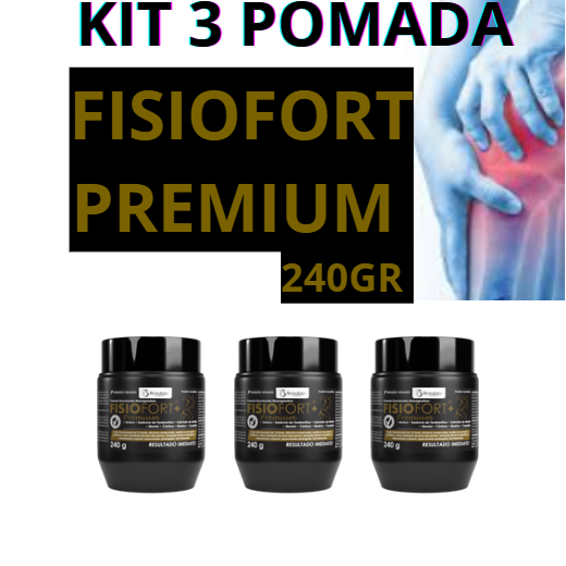 🔥KIT 3 Fisiofort Premium Pomada Massageadora 240g – Alívio, Relaxamento e Bem-Estar! em Oferta na Shopee