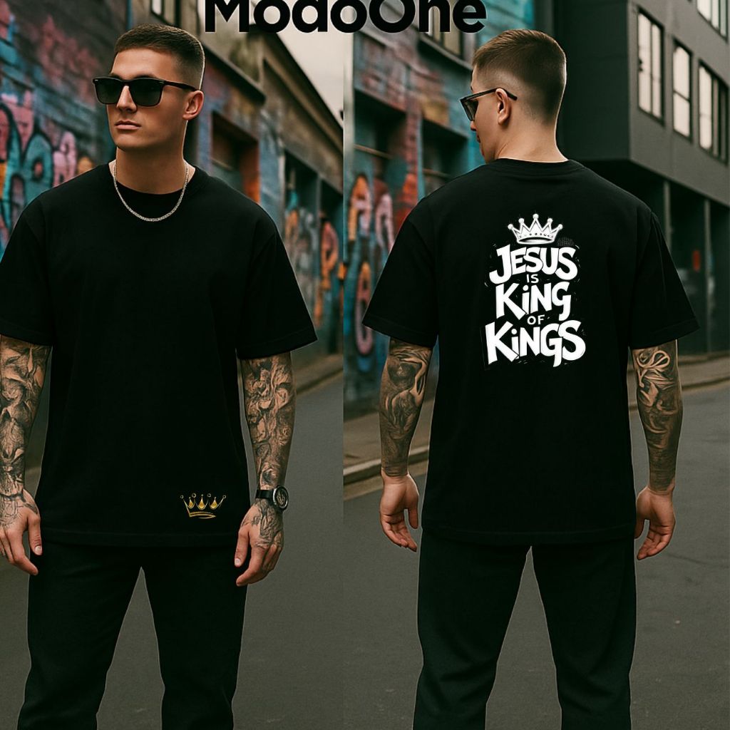Kit 3 Camisetas  Oversized  Religiosa/King  Estampada Cristã 100% Algodão  Varias estampas