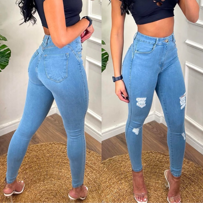Calça Jeans Feminina Empina Bumbum Premium Com Lycra Skinny em Oferta na Shopee