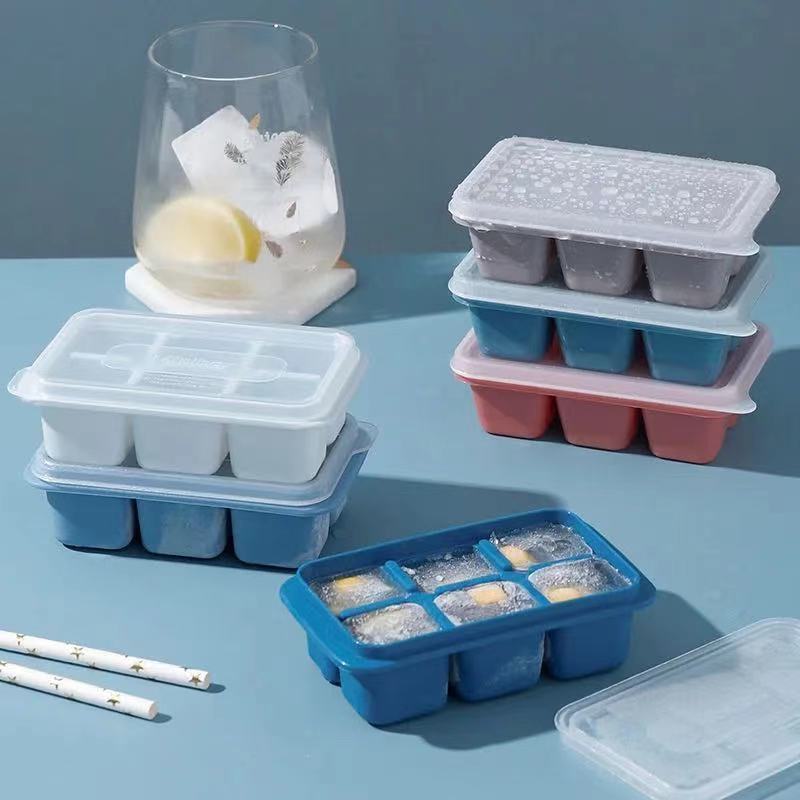 Kit Forma Com Tampa Gelo Ice Flexivel Forminha Fundo Silicone 6 Cubos Alimentos Frutas Papinha